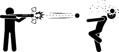 Geleneksel silahlarla savaşan insanların minimalist vektör çizimi