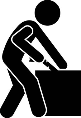 Kutuyu açan adamın minimalist vektör illüstrasyonu