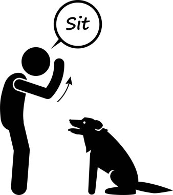Köpek temel eğitim konseptinin minimalist vektör çizimi 
