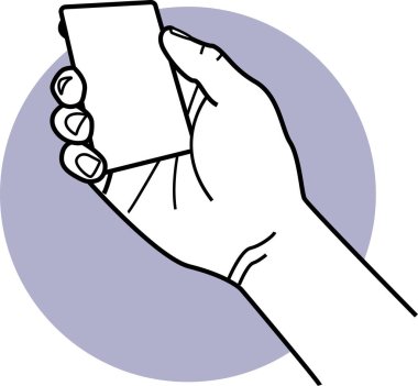 İnsan eliyle tutuş kartının minimalist vektör çizimi 