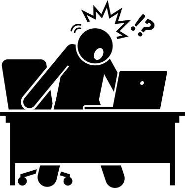 İnternette gördüğü ve okuduğu şeylere karşı bilgisayar tepkilerini kullanan bir adam. Dizüstü bilgisayarında farklı tepkiler veren ve duygularını gösteren bir kişinin vektör çizimleri.