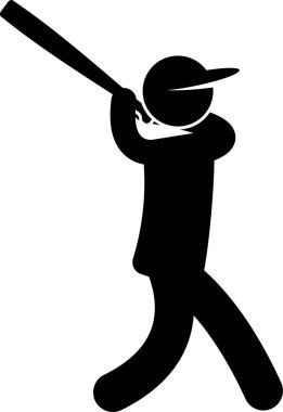 Beyzbol oyuncusunun minimalist vektör illüstrasyonu