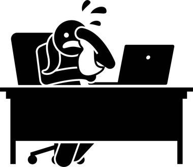 Bilgisayar simgesi kullanan kızın vektör illüstrasyonu