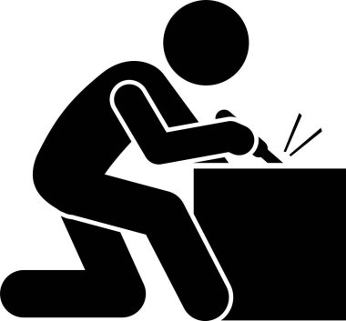 Kutuyu açan adamın minimalist vektör illüstrasyonu