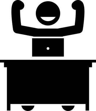 Verimli bir ofis işyerinde çalışan bir yönetici. İşçi mutlu, memnun, başarılı ve işten zevk alıyor. İş adamı kendini rahat, kontrollü hissediyor ve işini özgürce yapıyor..