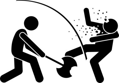 Ortaçağ savaş silahlarını saldırmak ve savaşmak için kullanan bir adam. Geleneksel silahlar, baltalar, asalar, pençeler, sihirli değnekler, savaş baltaları ve sihirbaz asalarıdır. Ayrıca kurbanın silahlarla öldürüldüğünü gösteriyor..