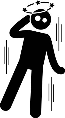 İnsanların simgelerinde kulak çınlaması sesi. Kulakları çınlayan ve kulakları çınlayan bir adamın vektör çizimleri..