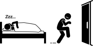 minimalist vektör illüstrasyonu, yatak etkinliği