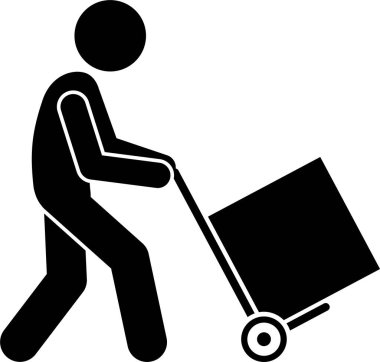 Kutuyu açan adamın minimalist vektör illüstrasyonu