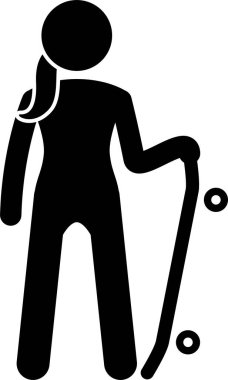 Kız kaykayın minimalist vektör illüstrasyonu