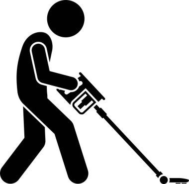 Süpürge kullanan kişinin minimalist vektör illüstrasyonuName