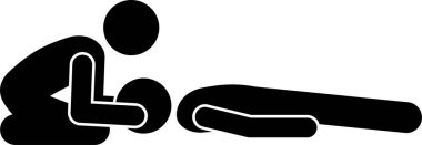 Yaralı bir kurbanın sopa figürlerini taşımak için ilk yardım tekniği. Yöntemlerin, prosedürlerin ve yaralı bir kişinin nasıl hareket edileceğinin veya taşınacağının temsilci çizimleri.