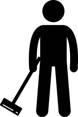 Silah tutan adamın minimalist vektör illüstrasyonu