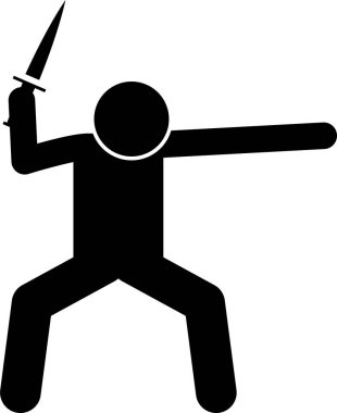 Geleneksel silahlarla savaşan insanların minimalist vektör çizimi