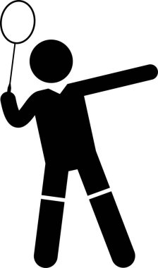 badminton 'un siyah minimalist vektör çizimi