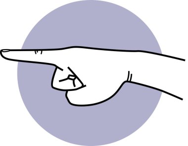 El işaretleri ve hareketler. Elin vektör çizimleri, yön gösterme, yol gösterme ve bir şeyler alma eylemleri..