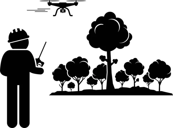 Ilustración Vectorial Minimalista Drones Comerciales Utilizando Concepto — Vector de stock