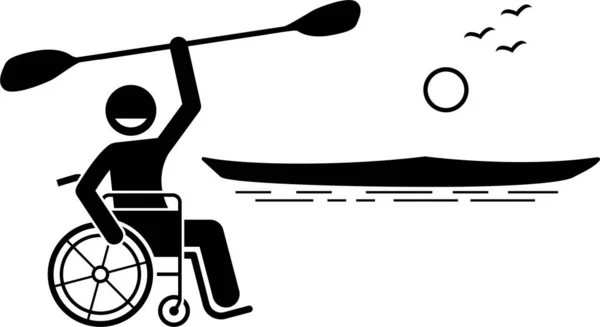 Ilustración Vectorial Minimalista Del Concepto Aventura Persona Discapacitada — Vector de stock