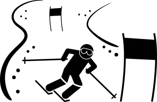 Ilustración Vectorial Minimalista Del Deporte Esquí Entrenamiento Persona — Vector de stock