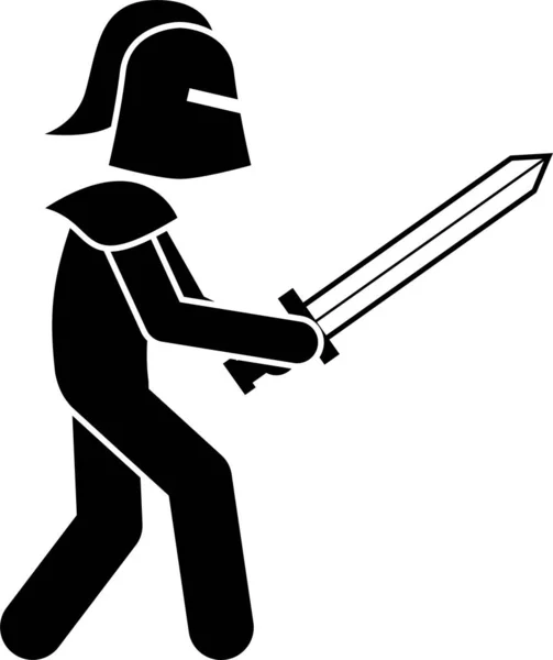 中世纪和中世纪战争时期的圣殿骑士 带着盔甲和头盔的骑士可以使用武器剑 盾和长矛来进攻 骑着长矛的骑兵去杀人 — 图库矢量图片
