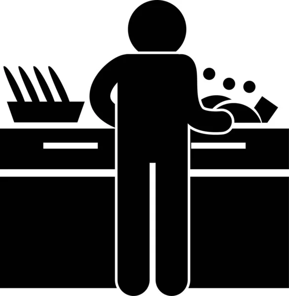 Minimalistische Vector Illustratie Van Mens Koken — Stockvector