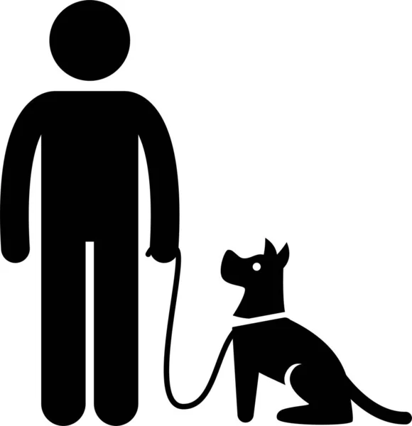 Минималистическая Векторная Иллюстрация Человека Гуляющего Собакой — стоковый вектор