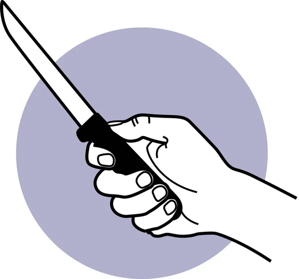 Vector Illustration Hand Holding Knife — Stock Vector