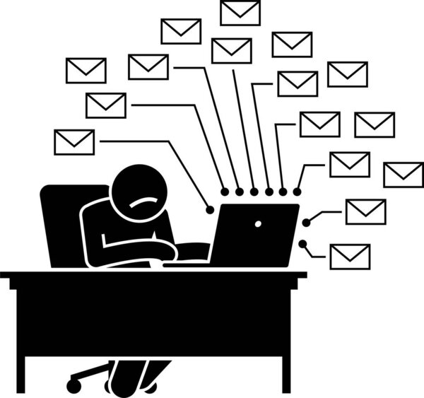 Ejecutivo Ocupado Ceo Trabajador Hombre Negocios Iconos Pictograma Figuras Palo — Vector de stock