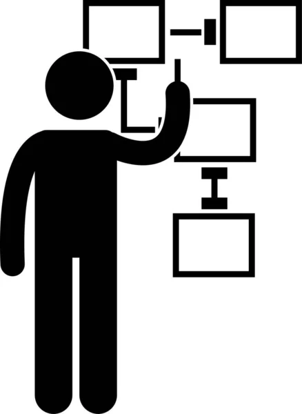 Business Finance Chart Medewerker Werknemer Zakenman Oplossing Pictogram Pictogram Pictogram — Stockvector