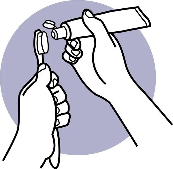 Ilustração Vetorial Mão Segurando Pasta Dentes Escova Dentes —  Vetores de Stock