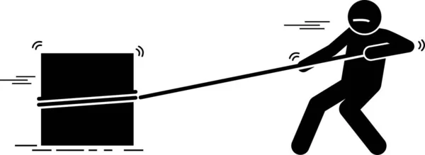 Minimalistische Vektor Illustration Der Mensch Tragenden Box — Stockvektor