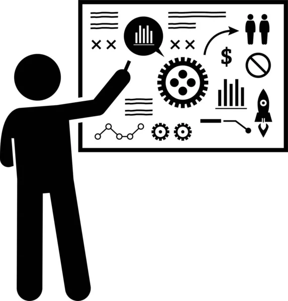 Business Plan Stick Figure Icons Set Koncepce Vektorových Ilustrací Podnikatelského — Stockový vektor