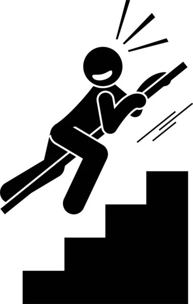 Minimalistische Vektorillustration Des Mannes Beim Treppensteigen — Stockvektor