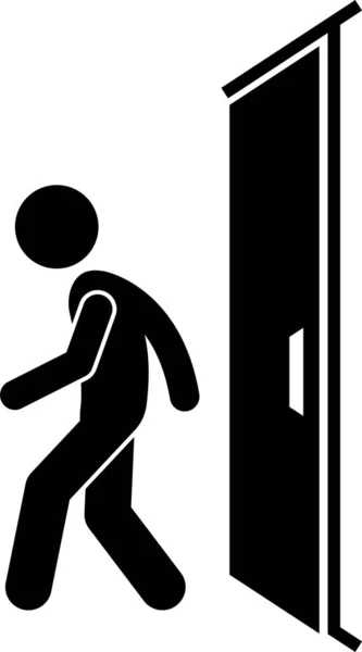 Mensch Und Tür Piktogramm Cliparts Zeigen Verschiedene Handlungen Eines Mannes — Stockvektor