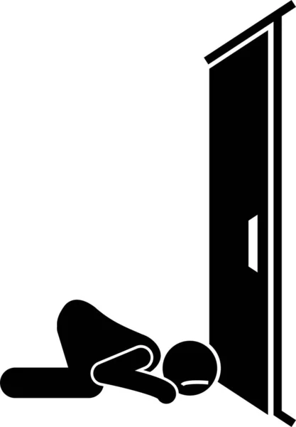 Man Door Pictogram Tırmanışlar Kapısı Olan Bir Adamın Çeşitli Hareketlerini — Stok Vektör