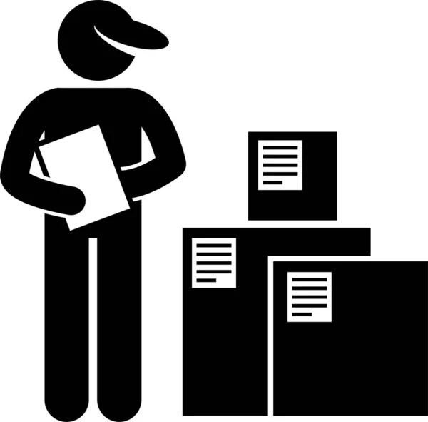 Mover Services Moving House Office Goods Logistic Stick Figure Pictogram — Stockový vektor