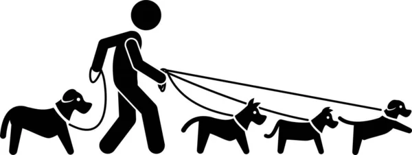 Ilustración Vectorial Minimalista Persona Caminando Con Perro — Archivo Imágenes Vectoriales