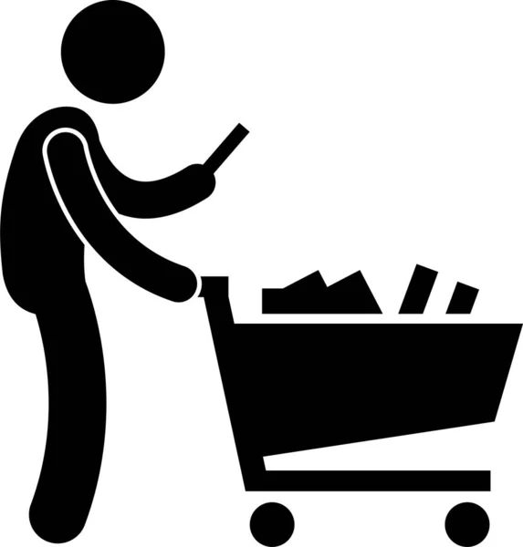 Minimalistisk Vektor Illustration Person Shopping Butik — Stock vektor