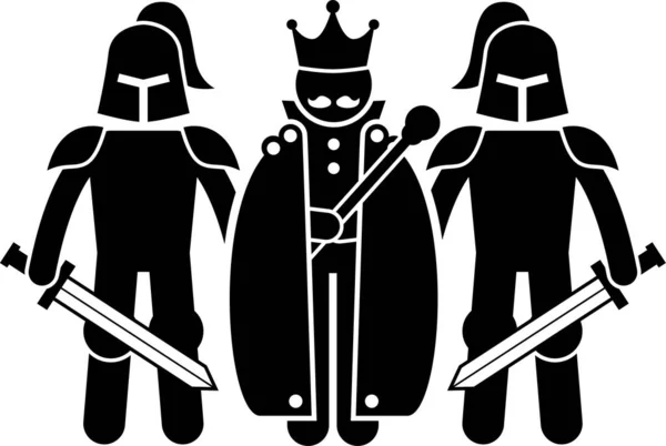 Personnages King Dans Pictogramme Set Les Œuvres Art Représentent Roi — Image vectorielle