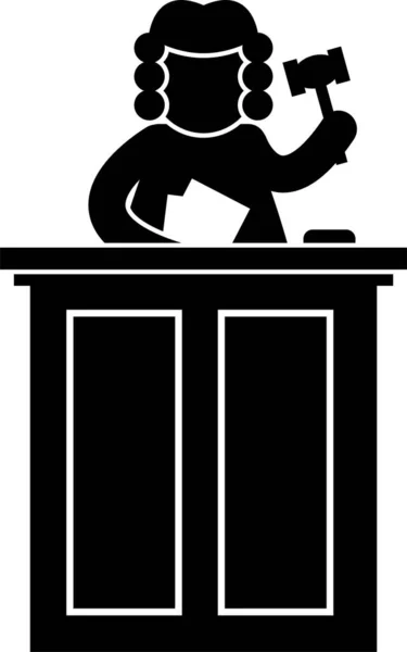 法院法官 监狱律师 陪审员 刑事陪审团 图标符号 象形文字 — 图库矢量图片