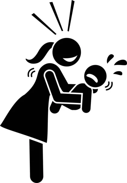 母親と病気の赤ん坊のミニマリズム ベクトル図 — ストックベクタ