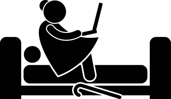 High Tech Granny Elderly Old Woman Using Computer Smartphone Stick Vector Graphics