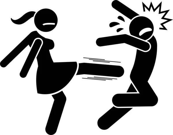 Woman Beating Man Stick Figure Sign Symbols Vector Illustration Female Royalty Free Stock Vectors