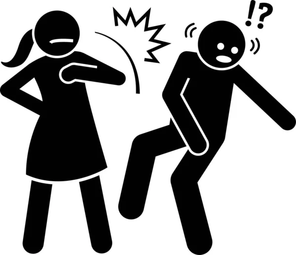 Woman Beating Man Stick Figure Sign Symbols Vector Illustration Female Stock Illustration