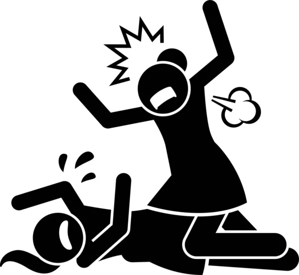 Girls Fighting Cat Fight Stick Figure Vector Illustrations Woman Female Stock Illustration