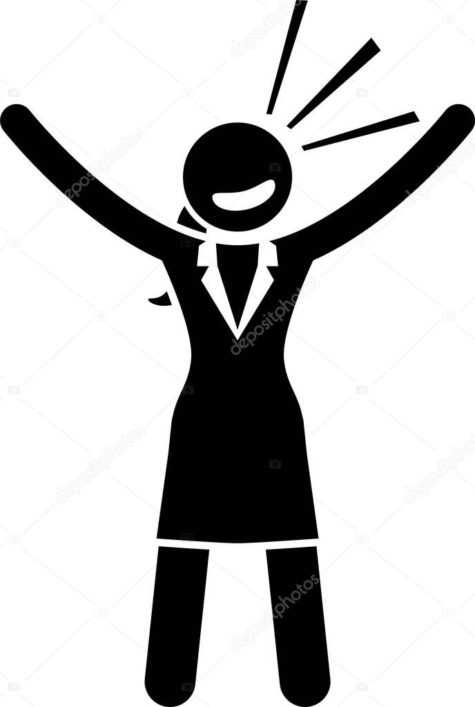 Businesswoman Feelings and Emotions. Artwork depicts business woman body language actions and expressions such as happy, sad, cheerful, angry, surprised, and determination.