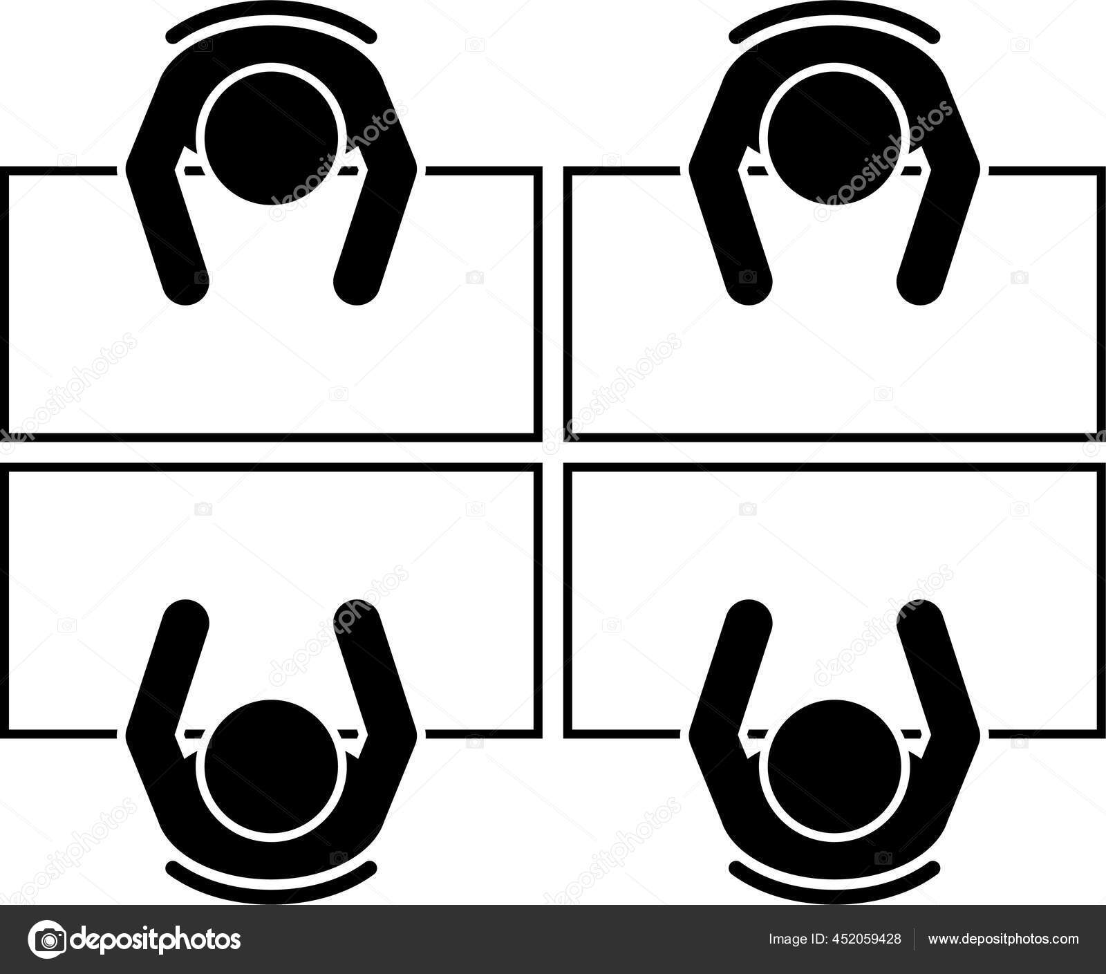 Workspace Desk Arrangement Office Company Pictogram Icons Depict Top ...