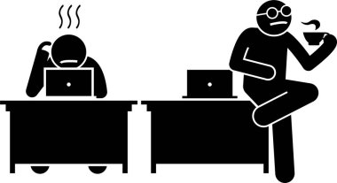 Minimalist vektör çizimi, kötü iş arkadaşı kavramı