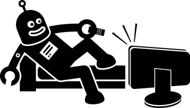 Minimalist vektör illüstrasyonu, robot teknolojisi kavramı