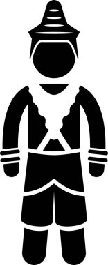 Güneydoğu Asya geleneksel kostümündeki kişinin minimalist vektör çizimi